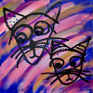 Doodle with Two Cats